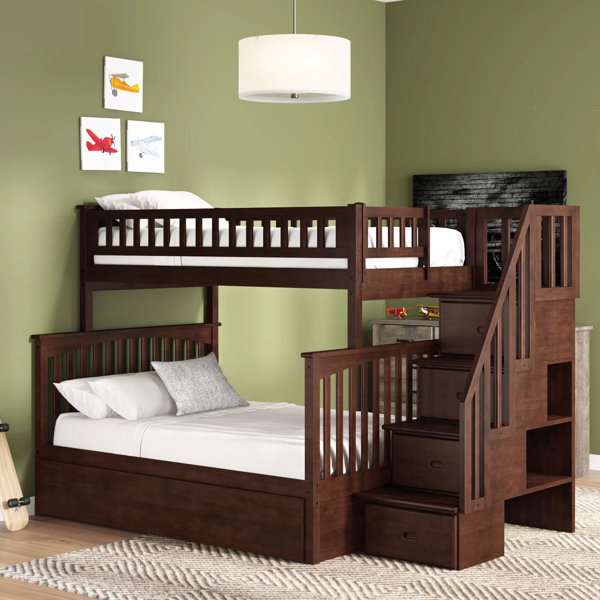 Harriet Bee Abel Staircase Twin Over Full Bunk Bed with Trundle